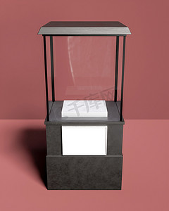 设计方形摄影照片_带玻璃的方形展示柜，用于产品展示