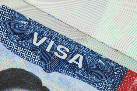 旅行概念的美国美国签证纹理背景