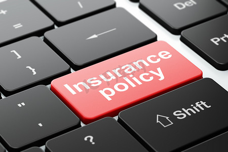 保险概念： 电脑键盘背景保险政策