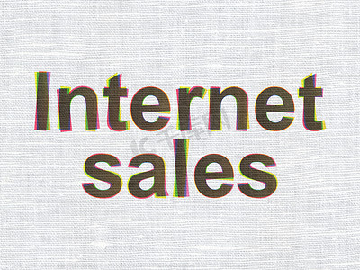 营销理念： 织物纹理背景上的互联网销售