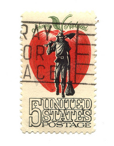 邮戳美国摄影照片_来自美国的旧邮票五美分