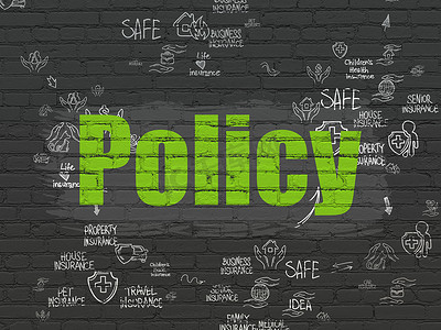 保险概念： 政策在背景墙上