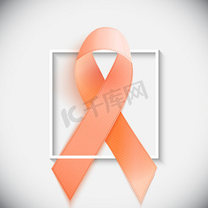 矢量丝带摄影照片_橙色丝带白血病的象征。