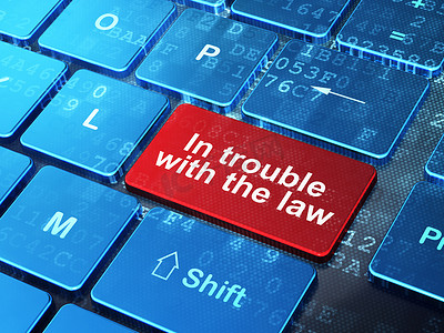 键盘拟人摄影照片_法律概念：在计算机键盘背景下遇到法律问题