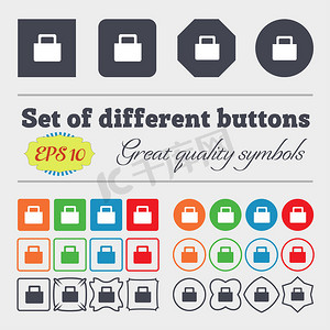 sale bag icon sign 大套彩色、多样、高质量的按钮。
