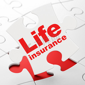 保险概念： 拼图背景上的人寿保险