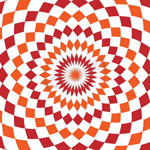 抽象背景设计纹理与红色和橙色圆形旋转方格元素。