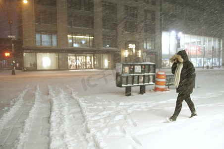 纳斯卡巨画摄影照片_纽约市 - 曼哈顿 - 冬季风暴乔纳斯 - 天气 - 雪
