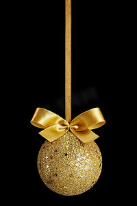 黄金材质摄影照片_金色圣诞球