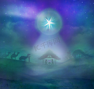 圣经场景-耶稣在伯利恒诞生。