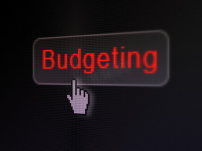 财务概念：数字按钮背景上的预算