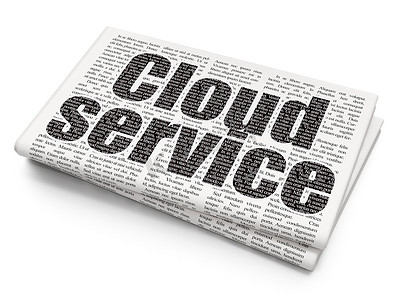 云服务摄影照片_云技术概念： 报纸背景上的云服务