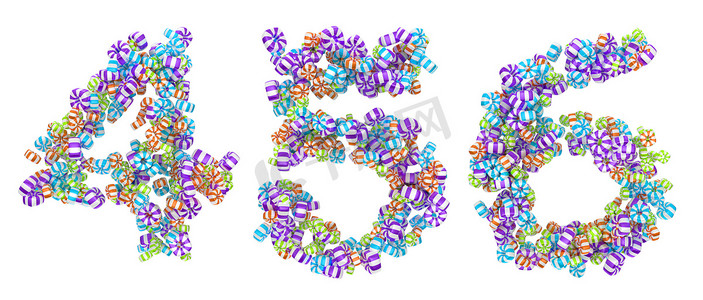 甜甜的糖果字体4 5 6数字