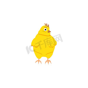 可爱的胖黄色复活节鸡卡通插图。