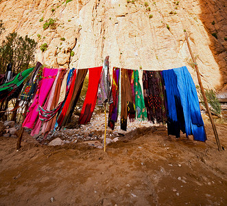 在托德拉峡谷摩洛哥非洲和围巾店