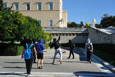 抗议摄影照片_希腊 - 紧缩政策 - 学生抗议教育削减