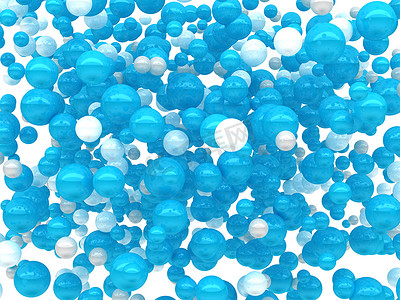 光泽球摄影照片_孤立的有光泽的白色和蓝色球