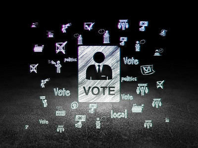政府图标摄影照片_政治概念：在 grunge 暗室投票