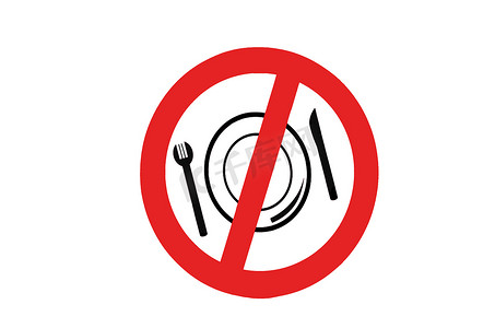 禁止吃东西标志摄影照片_禁止进食或饮水的符号标志。