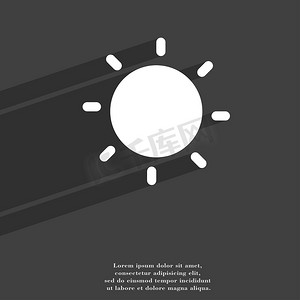太阳图标符号平现代网页设计与长长的阴影和空间为您的文本。