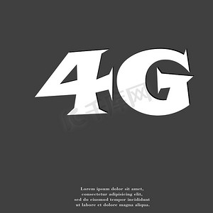 4G 图标符号平现代网页设计与长长的阴影和空间为您的文本。