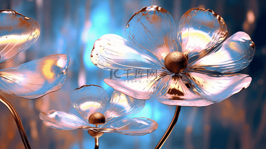 玻璃质感植物花朵花场景