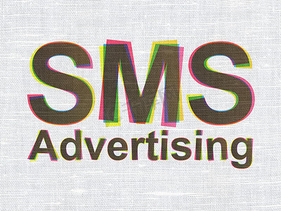 广告概念： 织物纹理背景上的短信广告
