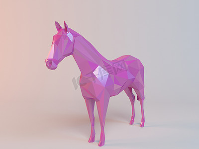 3D粉色低聚（马）