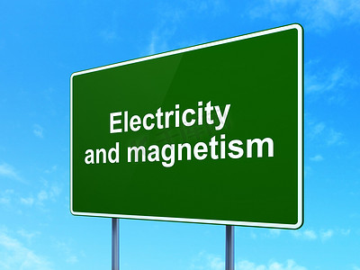 电力学校摄影照片_科学概念： 电力和磁路标背景