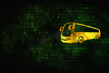 旅游概念： 数字背景上的巴士