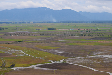 湄公河三角洲水稻田鸟瞰图