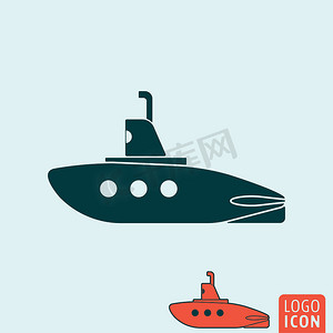 孤立的潜艇图标。