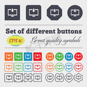 下载、加载、备份图标符号 一大套丰富多彩、多样化、高质量的按钮。