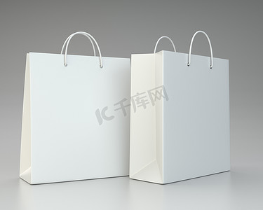 用于广告和品牌推广的灰色空购物袋。 