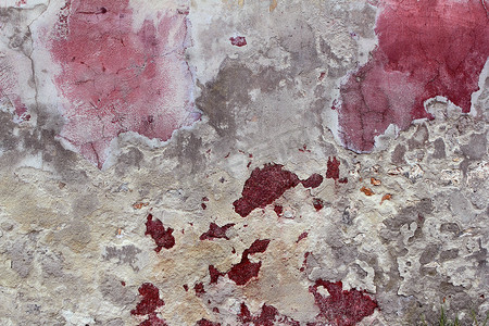 垃圾老化风化水泥粉红红墙