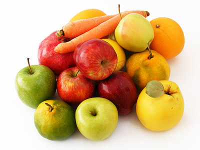 最新最漂亮的冬季水果，苹果，榅桲，橙子，胡萝卜，石榴，图片