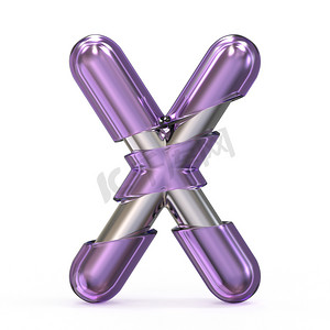 紫宝石金属芯字体 LETTER X 3D