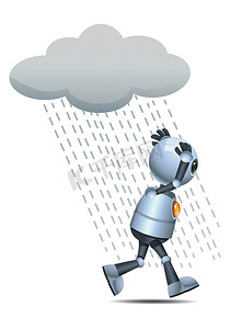 雨中湿跑的小机器人