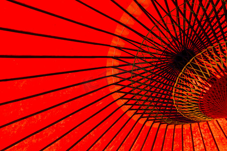 日式雨伞摄影照片_日式红伞架