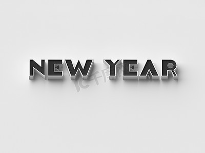 新年海报背景设计摄影照片_3D 渲染词“新年”
