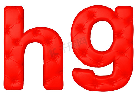 豪华红色皮革字体 G H 字母