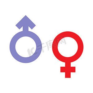 性别不平等和平等图标符号。