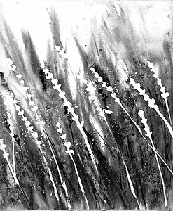 “风中的抽象草。灰色、黑色和白色。单色背景。”
