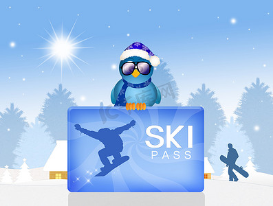 滑雪通行证的有趣插图