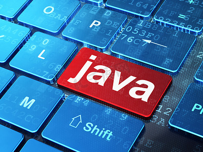 编程概念： 计算机键盘背景上的 Java