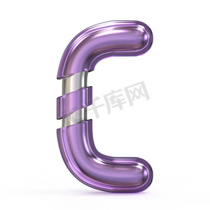 紫色宝石金属芯字体 LETTER C 3D