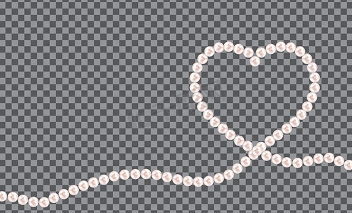 与珠子的自然珍珠花环的抽象背景在心形。