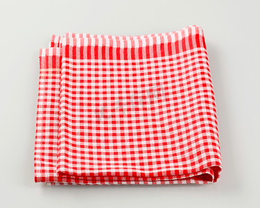 红方格桌布摄影照片_红白茶巾