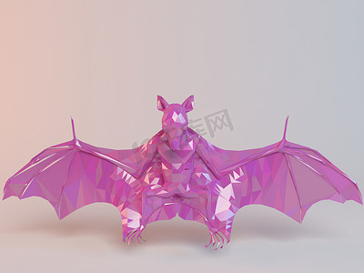 3D粉色低聚（蝙蝠）