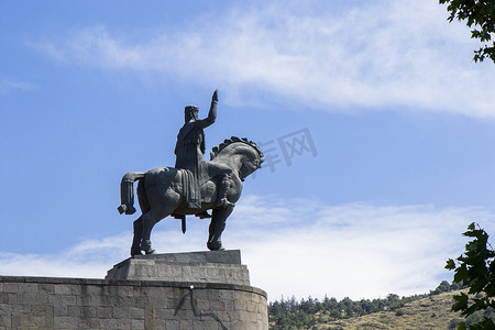 Vakhtang Gorgasali 雕像，格鲁吉亚著名国王，第比利斯老城和市中心
